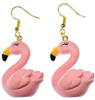 Miniblings Boucles d'oreilles Flamant Rose 3D