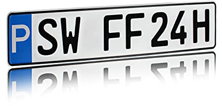 Individuelles Parkplatzschild 520x110mm mit P-Symbol aus Aluminium Wunschkennzeichen mit eigenem Text Wunschname für Parkplatz Schild (03 P - Wunschkennzeichen)