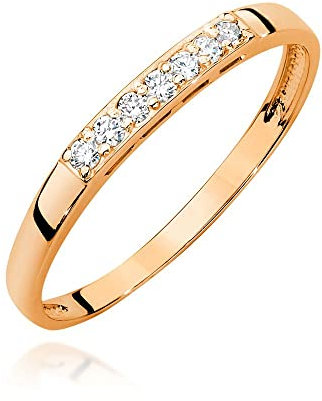 Damen Ring 585 14k Gold Rotgold natürlicher echt Diamanten Brillanten