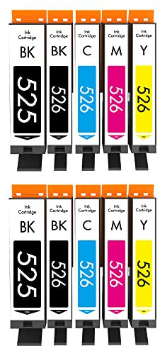 Cartridgeify PGI-525 CLI-526 Druckerpatronen 10er-Pack Kompatibel mit Canon 525 526 Patronen, für Pixma MG5150 MG5250 MG5350 IP4850 IP4950 IX6550 MX885 MX715 MX895