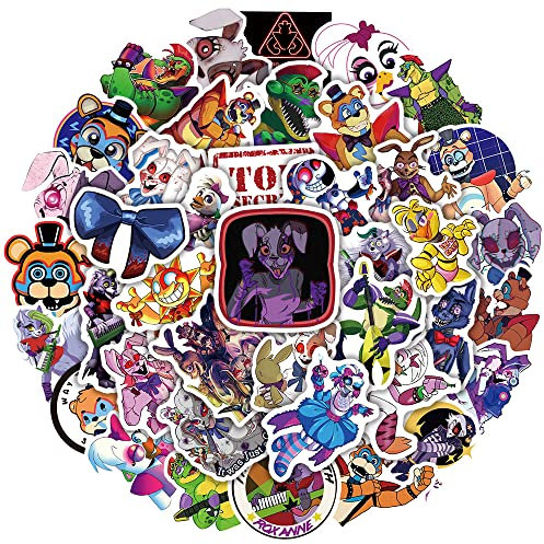 FNAF Aufkleber aus Vinyl, wasserdicht, für Laptop, Wasserflaschen, Skateboard, Handy, Computer, Gepäckstoßstange, Terrorspiel-Aufkleber für Kinder, Teenager, Erwachsene, 50 Stück