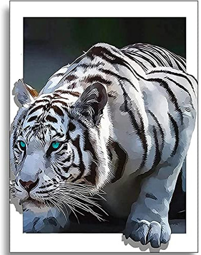 Instarry 5D Diamond Painting Zubehör Groß weißer Tiger Schlafzimmer Wohnzimmer Deko 60x40 cm