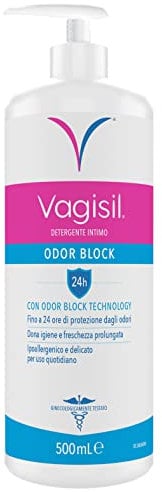 Vagisil Detergente Intimo Rinfrescante Donna Odor Block, Igiene Intima Quotidiana, Sapone Intimo Donna, Freschezza Quotidiana, Con Aloe Vera, 24h Di Protezione Dagli Odori, 500 ml