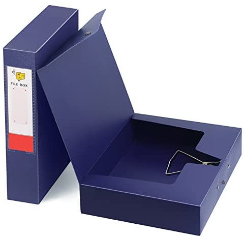 DONGLI 2 Stück A4 Archivbox,Archiv-Schachtel mit 65mm Breit Rücken,Dokumenten-Box A4 für Office,Blau