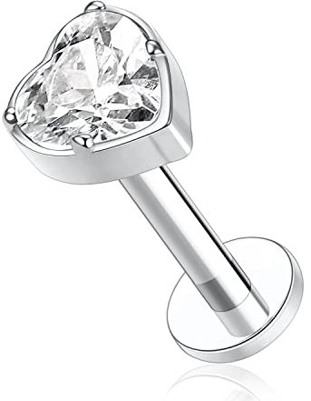 AROWRO 16G Labret Tragus Monroe Schmuck CZ Lippenringe Labret Tragus Daith Ohrstecker Lippe Medusa Monroe Labret Piercing Schmuck Helix Tragus Knorpelohrring G23 Titan 8mm Silber Innengewinde