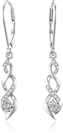 Sterling Silber Infinity Kristalle Leverback Ohrringe, Hängend Ohrringe mit Leverback für Damen