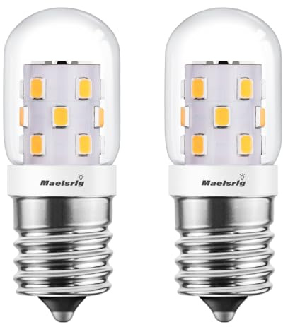 Maelsrlg LED Microwave Light Bulbs Under Hood 40W Equivalent, E17 LED Bulb Dimmable for Range Hood, 3W 380 Lumens, LED Appliance Light Bulb Over Stove, Warm White 3000K, 2 Pack