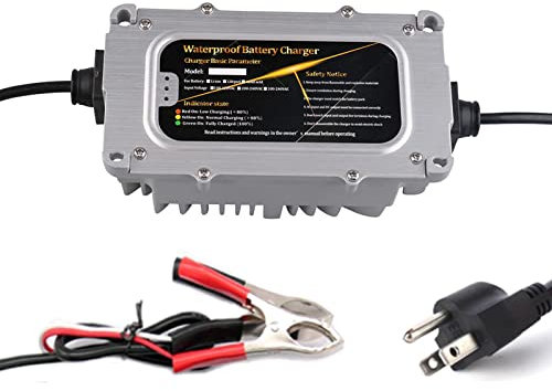 48 Volt G!o*lf Cart Charger Battery Charger with Clamps Waterproof Charger Suitable for Charging All 48V Lead-Acid Batteries,48V 10A