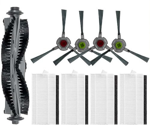Kit de 9 filtros de cepillo lateral principal para robot aspirador AIR para ROBO P20, 1 cepillo de rodillo principal, 4 filtros HEPA, 4 cepillos laterales