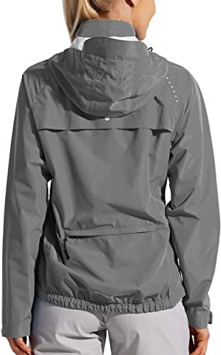 WILLIT Regenjacke Damen Wasserdicht Fahrradjacke Sommer Windbreaker Leichte Laufjacke Atmungsaktiv Wanderjacke Radjacke Trekking Windjacke Dunkelgrau XL