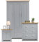 Blisswood Bedroom Furniture Set 3 Piece Bedroom Set With 3 Door Wardrobe & 2+2 Drawer Chest of Drawer + 2 Drawer Bedside Table Cabinet for Bedroom Storage Furniture Set (Grey & Oak)