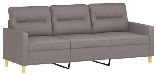 vidaXL Sofa 3-Sitzer, Loungesofa Couch mit Armlehnen Rückenkissen, Wohnzimmersofa Designsofa Metallgestell, Sitzmöbel Dreisitzer, Taupe Stoff
