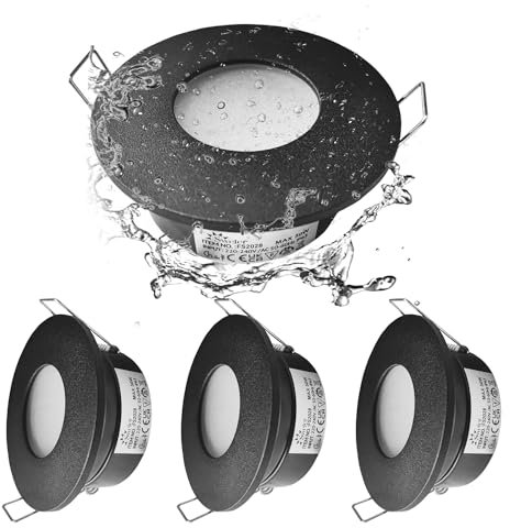 Sweier LED Einbaustrahler GU10 IP65 Bad Deckenstrahler,Deckenspots Badezimmer Wasserdichte(No Inklusive Glühbirnen),Einbauleuchten LED Spot für Badezimmer Lochmass 2.76 Zoll,4er Set