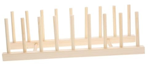 BESTonZON 8-Slot Kitchen Crockery Organiser Wooden Plate Holder Dish Organizer Rack for Sink Draining