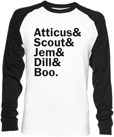 Atticus& Scout& Jem& Dill& Boo Scoop Unisex Baseball T-Shirt Langarm Herren Damen Weiß Schwarz