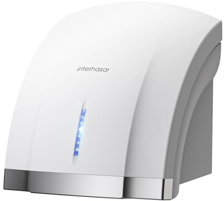 interhasa! Automatische Händetrockner Mit Elektrischer Heizung Für Zu Hause 1800W Energiesparender Elektrischer Hochgeschwindigkeits-Händetrockner, Berührungsloser Wand-Händetrockner(Weiß)