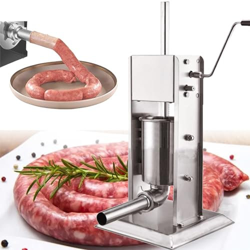 URJWAN Vertical Sausage Stuffer, 2l 3l 5l 7l 10l 15l Vertical Sausage Stuffer Food Processors 4 Filling Nozzles Kitchen Accessories Home Appliance,5L