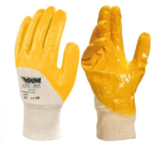 Generico GUANTI DA LAVORO LITE MIX COTONE SPALMATO IN NITRILE GIALLO 12 PAIA L-XXL MED (XXL)