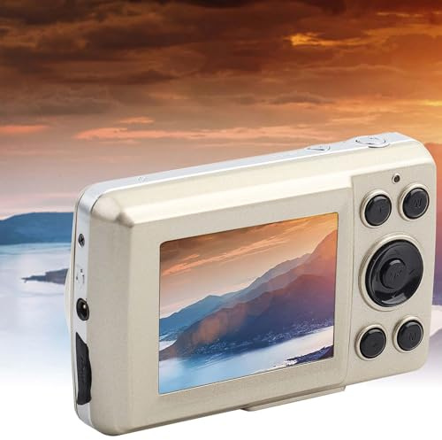 EIMSOAH 16MP Digitaler Camcorder 16X Zoom HD 720P 30FPS Tragbare Kleine Kamera 2,4-Zoll-Bildschirm Videokamera für Abenteuer und Reisen (Gold)