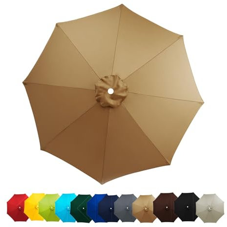 Toldo de repuesto para sombrilla de 3 metros, 8 varillas, Cubierta de Repuesto para sombrilla de patio trasero, piscina, sombrilla voladiza, 2m 2.7m resistente Cubierta de Repuesto ( Color : Khaki , S