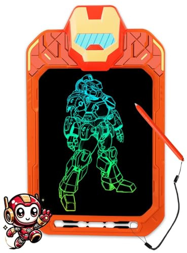 LCD Schreibtafel Kinder 10 Zoll Maltafel Zaubertafel, Heldenserie Malpad ab 2 3 4 5 6 7 8 Jahre, mal tablet Kinderspielzeug Reisespielzeug Zeichentablett Geburtstag geschenk (Iron Mech Hero)