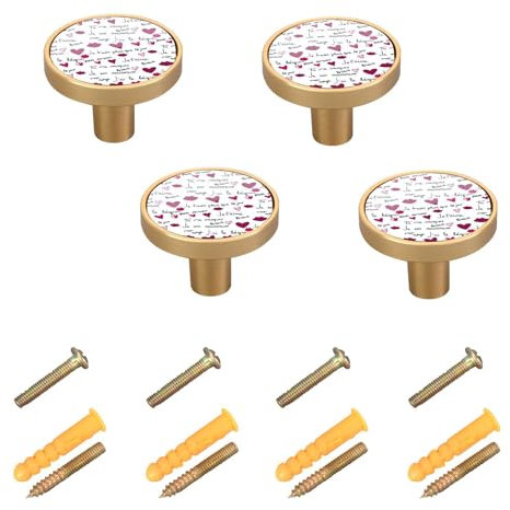 Schrank- und Möbelknöpfe mit Herzen, Schriftzug Love, Weiß, Rattan-Knäufe, Holz, Kommodenknöpfe für Küchenschrank, 32 mm, 4 Stück