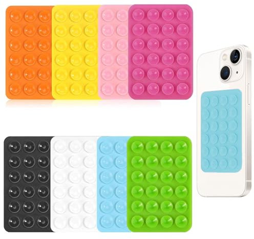 8 Stück Saugnapf Handy, Silikon Saugnapf Handyhülle Silikon Handyhalterung rutschfest Selbstklebende für Alle Handy Modelle