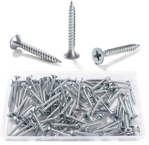 VooGenzek 100 Stücke M3.5 * 30 mm Grobgewinde Trockenbau schrauben, Kreuzschlitz schrauben, Selbstschneidende Holzschrauben, für Trockenbau, Gipskarton, Silber