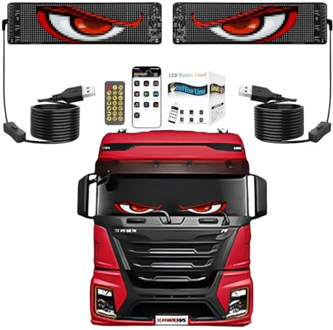 2er Teufelaugen-Licht Für Autos, Programmierbare Flexible LED-Augen Für Autoscheiben, Dynamische Animiertes Autoaugenlicht Für Die Windschutzscheibe Mit APP-Steuerung Und Fernbedienung.
