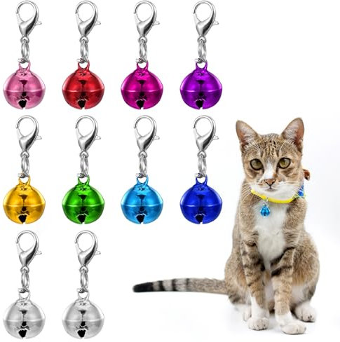 10 Stück Katze Halsband Glocke, Katzenklingel Haustier Kleine Glocken mit Verschlüssen, Bunte Halsband Glöckchen für Katzen Hunde, Haustierhalsband Zubehör, Katzenhundehalsband Glocken