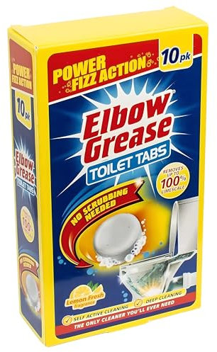 AMK® Elbow Grease Toilet Tablets Lemon Scent Pack of 10 Cleans Freshens Toilet Bowl Removes Limescale and Bacteria
