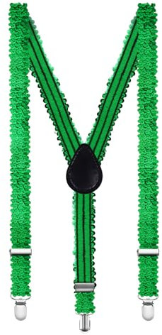 Aomig Hosenträger für Herren, Pailletten Hosenträger Extra Breit 2,5 Cm mit Metall Clips, Einstellbar und Elastisch, Unisex (Grün)