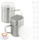 Flour Shaker, 2 Pcs Icing Sugar Salt Shaker, Stainless Steel Chocolate Shaker with Handle, Powder Shaker with 16 Mocha Moulds for Baking, Cooking, Cappuccino, Cocoa, Mince Pies, Pancakes