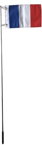 Drapeaux nationaux avec mât télescopique en acier inoxydable avec clips à pression (France, avec mât de 1,6 m)