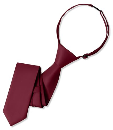 UETLRO Boys Burgundy Tie Pre-tied Adjustable Kids Solid Color Necktie for Age 8-12 Years with Gift Box