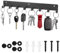 QJKEJI Portachiavi da parete, ganci per chiavi, montaggio a parete, in metallo nero, ganci per chiavi con 8 ganci, resistenti, per corridoio, cucina, camera da letto, soggiorno, bagno, ufficio
