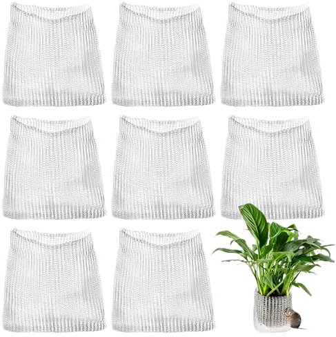 Anseom 8 Stück Wurzelschutz-Netzbeutel, Edelstahl Gartenpflanzen-Netzbeutel Wühlmauskorb für Pflanzen, Drahtkörbe für Pflanzen, Beeren, Gemüse, Wurzelschutz (25 x 23 cm)