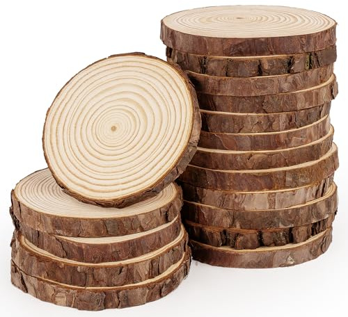 Truevaste 64 Stück Holzscheiben 9-10 cm - Baumscheiben Naturholz, 10mm dick - DIY Basteln, Hochzeit, Weihnachten & Dekoration