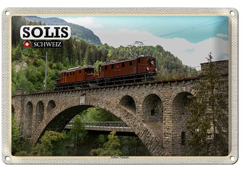 Solis Viadukt | Schweiz | Nostalgisches Blechschild | Eisenbahn | 18 cm x 12 cm
