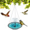 Baignoire d'oiseaux Suspendue, Bol de Bain d'oiseaux en Plastique avec Fontaine Solaire, 9, 3x18.1 dans Une mangeoire à mangeoires multifonctionnels pour Balcon, Solaire Gris