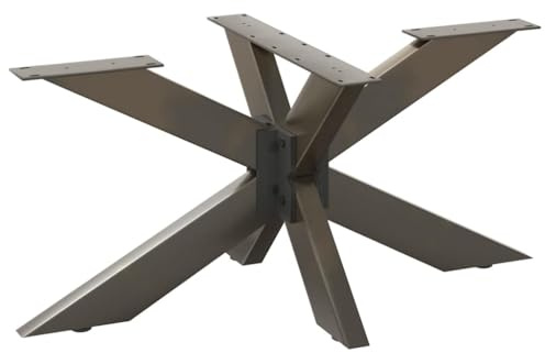 QUAHEAS Pieds de table basse en forme d'araignée, en acier naturel, 98 x 58 x (42-43) cm, pied de table en métal revêtu par pulvérisation, pieds réglables pour salon, pieds de table robustes