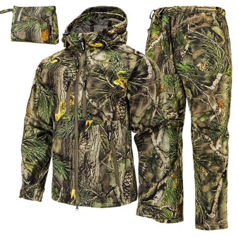 Full mundur Ensemble de chasse camouflage, veste de chasse et pantalon de chasse, combinaison imperméable, coupe-vent et de pluie