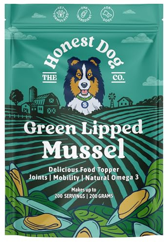 Honest Dog Co. Poudre de moule verte pour chiens (200 g – 200 portions) mobilité et flexibilité – Soutien des hanches et des articulations