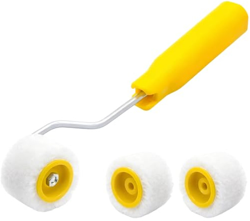 Mini Paint Roller, Small Paint Roller Set with 2 Replacement Heads, Short Pile Mini Rollers for Painting, Microfibre Mini Paint Rollers for Precise Application
