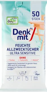 Multipurpose Ultra Sensitive Feuchttücher, 50 Stück – Marke DM Deutschland – kompatibel mit denkmit – Feuchte Allzwecktücher Ultra Sensitiv, 50 St