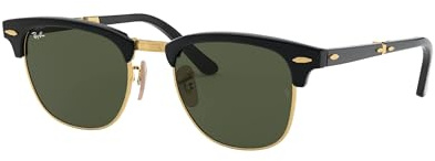 Ray-Ban RB2176 Clubmaster Folding Square Sunglasses for Men Women, Black