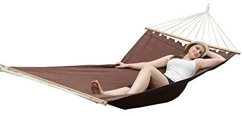 AMANKA XXL Stabhängematte 200x120 Doppelhängematte 2 Personen Hängematte Braun