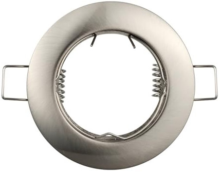 JOYINLED 10x Einbaurahmen inkl. GU5.3, MR16 GU10 Fassung Einbaustrahler schwenkbar für LED Halogen Keramik GU10 Fassung Einbauspots rund Einbaustrahler Rahmen Einbauleuchte Nickel gebürstet