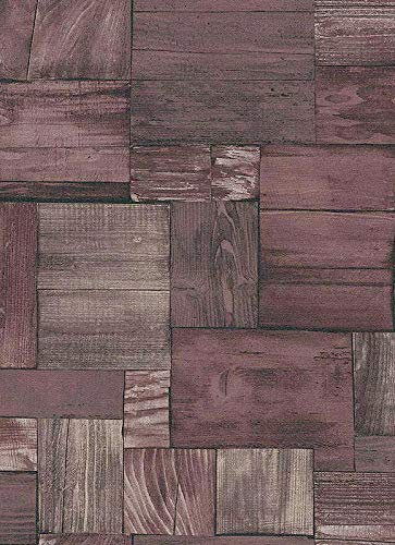 Erismann Wooden Block Pattern Wallpaper Faux Wood Effect Realistic Textured (Brown 7354-11)