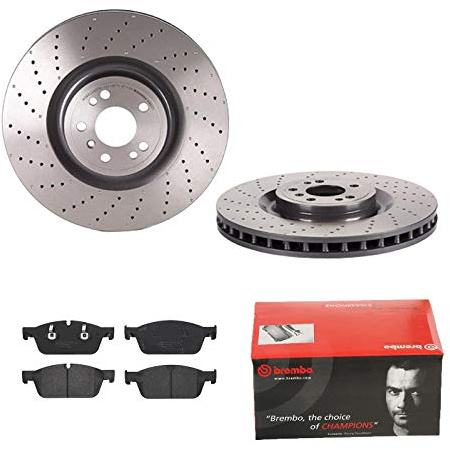 2 Bremsscheiben belüftet 375 mm + Bremsbeläge Vorne von Brembo Gelocht/innenbel (1420-57638) Bremsensatz Bremsanlage Bremsen-Kit,Bremsenset, Bremsscheiben, Bremsbeläge, Bremsen-Set, Beläge,
